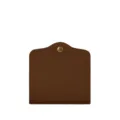 Portable brown PU leather face mask storage clip holder with secure metal snap button. - Dark Green