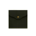 Bolsa de almacenamiento de mascarilla de cuero verde oscuro organizador portátil con botón a presión. - Verde Oscuro