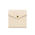 Bolsa de almacenamiento de mascarilla de cuero beige con botón a presión, estuche práctico. - Blanco Roto