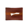 Portapañuelos de coche de cuero PU marrón, elegante bolsa de servilletas colgante. - Marrón con lazo trasero