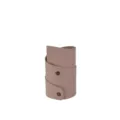 Porta lapices de cuero rosa enrollable organizador de escritorio con botones metal. - Rosa