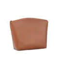 Bolso de maquillaje marrón de cuero PU para mujer, estuche portátil con cremallera útil. - Marrón