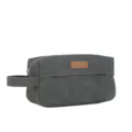 Pochette da viaggio in pelle PU grigia impermeabile per cosmetici e articoli da toeletta - Nero