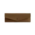 Bolsa de brochas de cuero PU marrón, neceser de maquillaje sobre, estuche de plumas. - Marrón