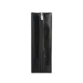 Black oil wax leather pencil case, vintage zipper stationery storage pouch for school office. - Black