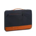 Housse d'ordinateur 13 pouces en tissu bleu foncé avec poignée et base en cuir marron. - 13" / Bleu foncé