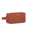 Borsa da Toeletta in Pelle PU Marrone Retro Pochette Cosmetica da Viaggio con Manico - Marrone