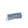 Blauwe PU cosmetische tas draagbare make-up etui met rits en holografisch venster voor dagelijks - Blauw