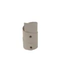 Beige leather roll-up pen holder, creative office desk organizer with metal snap buttons. - Off White