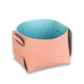 Caja de almacenamiento plegable de cuero PU rosa y azul, organizador de escritorio elegante. - Doble capa rosa y azul claro