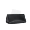 Caja de pañuelos de cuero negro para coche, soporte colgante triangular para visera solar. - Negro