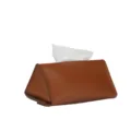 Caja de pañuelos triangular de cuero marrón para coche y hogar, dispensador de papel elegante - Marrón