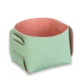 Caja de almacenamiento de escritorio de cuero PU bandeja organizadora rosa y verde - Doble capa verde claro y rosa