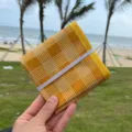 Alfombra de picnic plegable impermeable de cuadros amarillos para camping al aire libre - 45x45 cm / Rayado Amarillo
