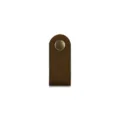 Brown leather cable organizer strap for earphones and data wires portable snap button winder - Brown