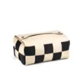 Fundador de caja de pañuelos de cuero PU, diseño de cuadros tejidos, elegante servilletero. - Beige