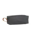Bolsa de maquillaje portátil de papel kraft lavado gris oscuro con asa marrón. - Negro