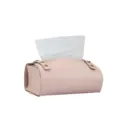 Pink leather tissue box, saddle leather napkin holder with metal snap buttons for car and home. - Pink