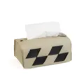 Funda de caja de pañuelos de cuero minimalista moderna para el escritorio, soporte elegante. - Blanco Roto