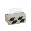Funda de caja de pañuelos de cuero moderna, soporte de servilletas de escritorio gris chic. - Gris