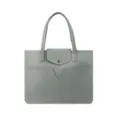 Grey PU leather tote bag stylish laptop handbag with front pockets for 13.3 inch devices - 14" / Light Gray