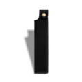 Estuche de cuero PU negro para bolígrafo con botón dorado y costuras para la oficina. - Negro