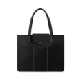 Black PU leather laptop tote bag 13.3 inch briefcase business commuter handbag for women - 14" / Black