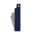 Estuche de cuero PU azul oscuro para boligrafo con boton a presion para pluma estilografica. - Azul marino