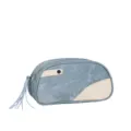 Blue PU Leather Cosmetic Bag with Tassel Zipper, Stylish Makeup Pouch for Travel and Daily Use - Light Blue