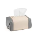 Boîte à mouchoirs en cuir synthétique nappa, distributeur de papier de bureau anti-poussière. - Gris