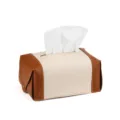 Boite a mouchoirs minimaliste en cuir nappa pour salon de bureau de couleur epais - Marron