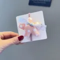 Élastique à cheveux étoile en tissu à pois de printemps avec joli nœud pour les filles. - Élastique à Cheveux Étoile Rose Poudré