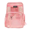 Ροζ διαφανές σακίδιο πλάτης PVC με τσέπη δικτύου και φερμουάρ για καθημερινή χρήση! - Ένα μέγεθος / Ροζ