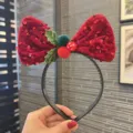 Christmas sequin bow headband for kids red and green festive hair accessories cute - Red Headband