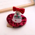 Weihnachten Hut Schleife Haarklammer Handyhülle DIY Dekoration roter Samt kariertes Accessoire - Ziegelrot Halbfertig B1