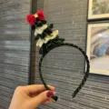 Christmas tree headband with velvet bow and star, green hair accessory for holiday party. - Christmas Tree Style / Grass Green
