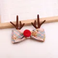 Weihnachten Rentiergeweih Haarklammer karierte Schleife rosa Variante Zubehör DIY Deko - Lotuswurzelfarbe Halbfabrikat B1
