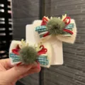 Christmas reindeer antler bow hair clips, cute pom-pom hair accessories for kids girls holiday gifts. - Pair Clip / Clip Diameter 5cm / Champagne Pair Clips B1-7