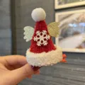Christmas hat hair clip with angel wings and snowflake for kids holiday party gift accessories. - Snowflake Wing Style (A9-4) / Scarlet