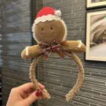 Christmas Gingerbread Man Headband Cute Plush Holiday Hair Hoop for Women and Kids - Light Brown (Gingerbread Man Plush Style)