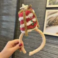 Plush Christmas tree headband for women and girls, cute winter holiday hair hoop festive accessory. - Red White Striped Christmas Tree Headband (6110758670678) / Red