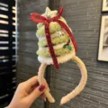 Plush Christmas Tree Headband Red Bow Hair Hoop Festive Holiday Party Hair Accessory - Green