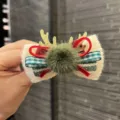 Christmas reindeer hair clip cute pom pom bow hair accessory for kids festive holiday gift - Single Clip / Clip Diameter 5cm / Olive Hair Clip B1-7