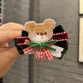 Christmas hair clip cute bear bow hair accessory for girls holiday party gift cute hair clip - Ocean Green Clip
