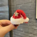 Pinza de pelo de gorro de navidad de felpa roja con estrella para fiesta de niños - Rojo