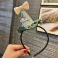 Christmas mini hat headband velvet bow hair hoop cute holiday hair accessories for kids - Santa Hat Headband / Green