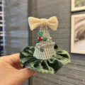Christmas hair accessory cute velvet bow cone hat hairpin holiday festive hair clip decorative headwear - Santa Hat Hairpin / 5CM Diameter / Light Green