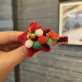Weihnachts-Haarklammer für Mädchen roter Stern Schleife Glocke süßes Kinder Haar-Accessoire - Dunkelrote Haarspange CC