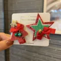 Weihnachten Maedchen Haarklammern suesse Schleife Stern Baum Haarnadeln festlicher Schmuck - Burgunderrot