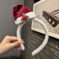 Christmas Santa Hat Headband Cute Plush Hair Hoop Festival Party Hair Accessories - Magenta Large Headband (A9-6)